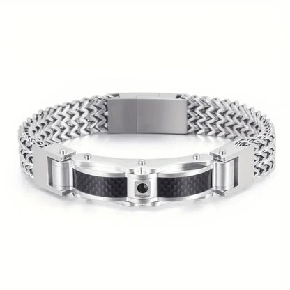 Titanium Steel Bracelet With Gemstone Inlay