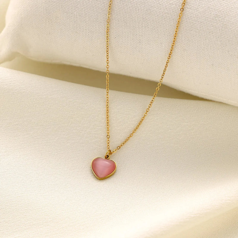 Romantic Pink Heart Necklace