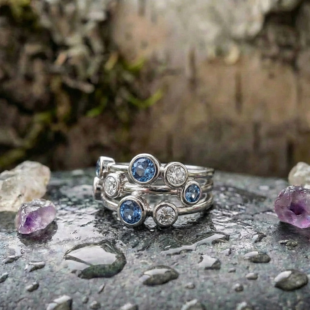 Vintage Silver & Blue Zirconia Ring