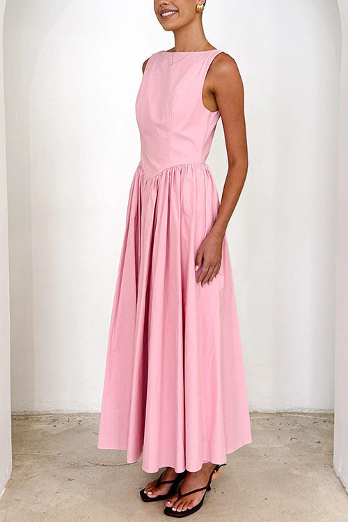 Moxidress Sleeveless Open Back Swing Midi Dress