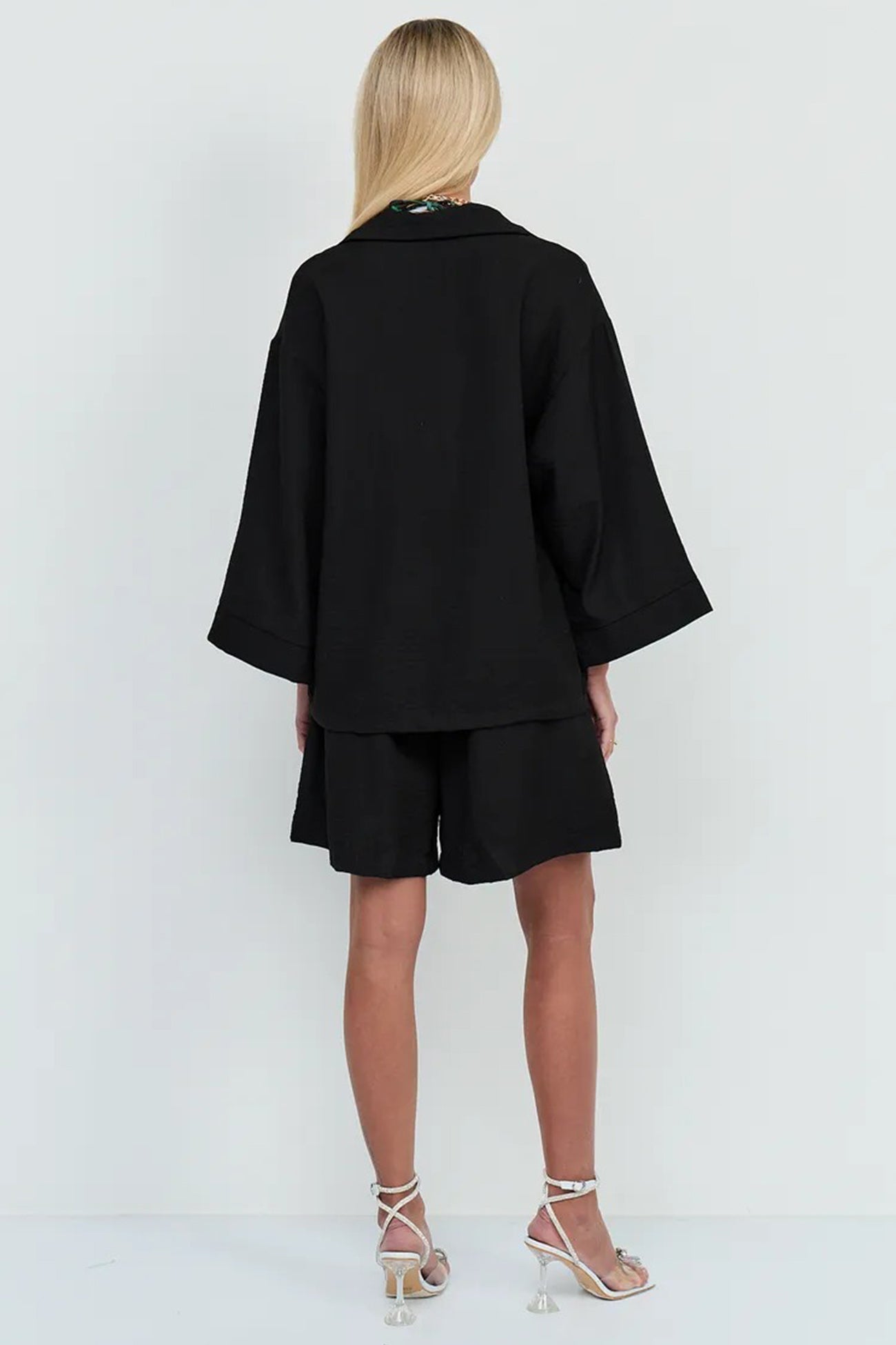 Color Shirt Single-breasted Bermuda Shorts Set