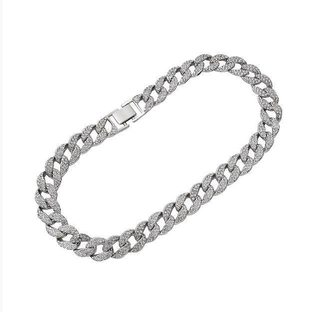 Vintage Silver Iced Out Crystal Link