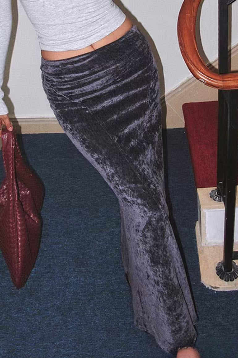 Velvet Bias-cut Maxi Skirt