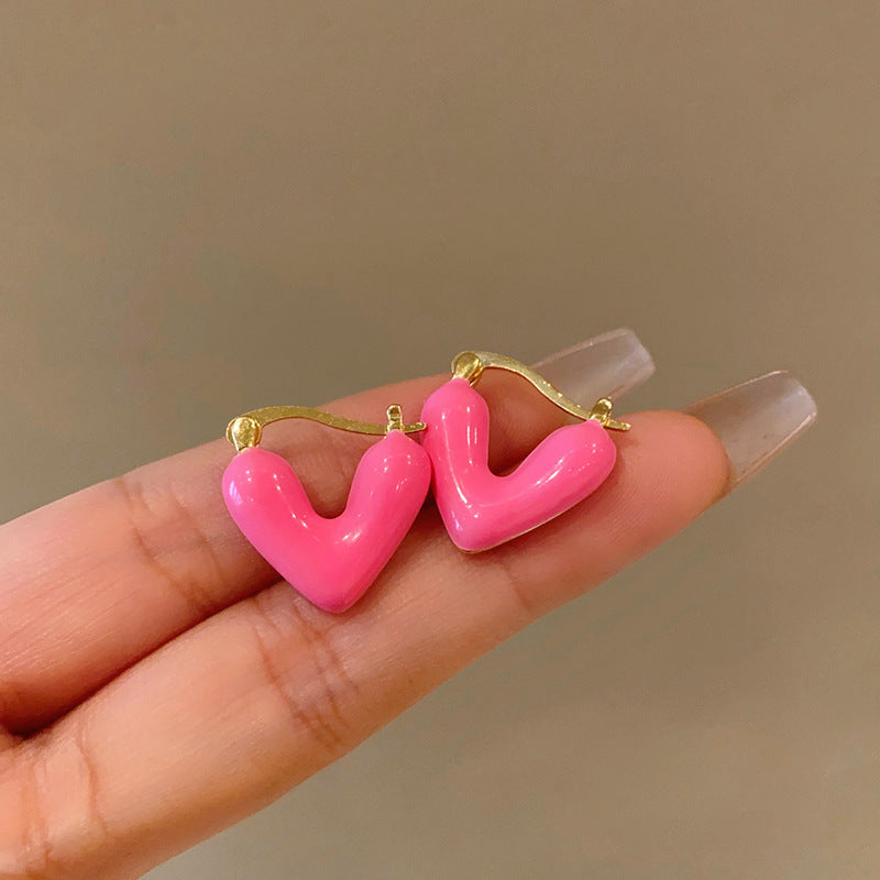 Hot Pink Heart Earrings