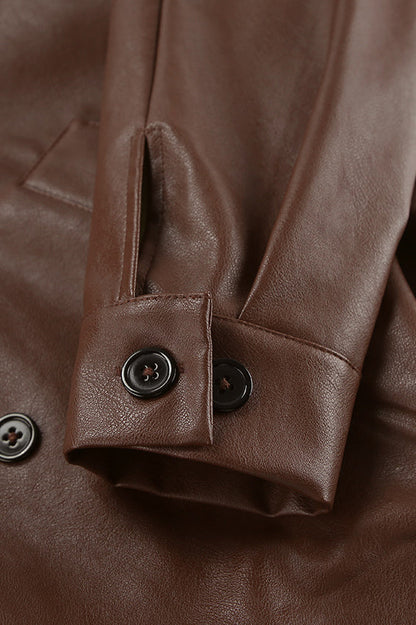 Brown Leather Blazer Coat