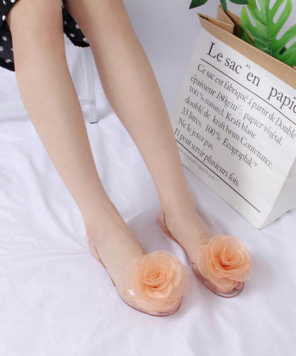 Comfortable Black Clear Flat Sandals Peep Toe Splicing