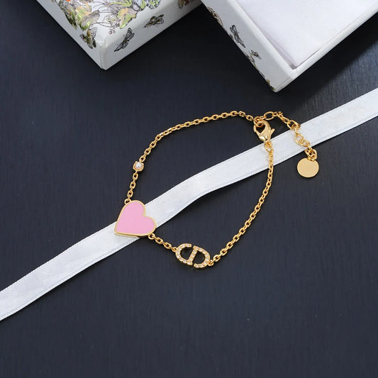 Elegant Pink Heart Bracelet