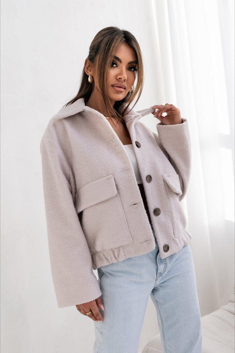 Wool Pocket Elastic Snap Coat