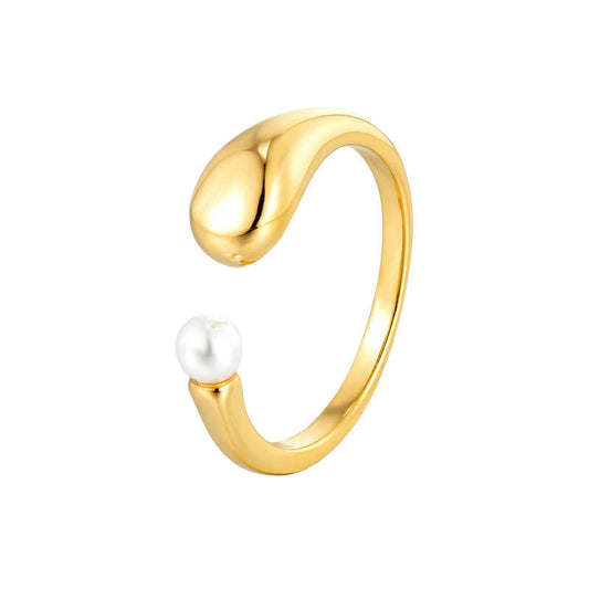 Elegant Teardrop Pearl Cuff Ring