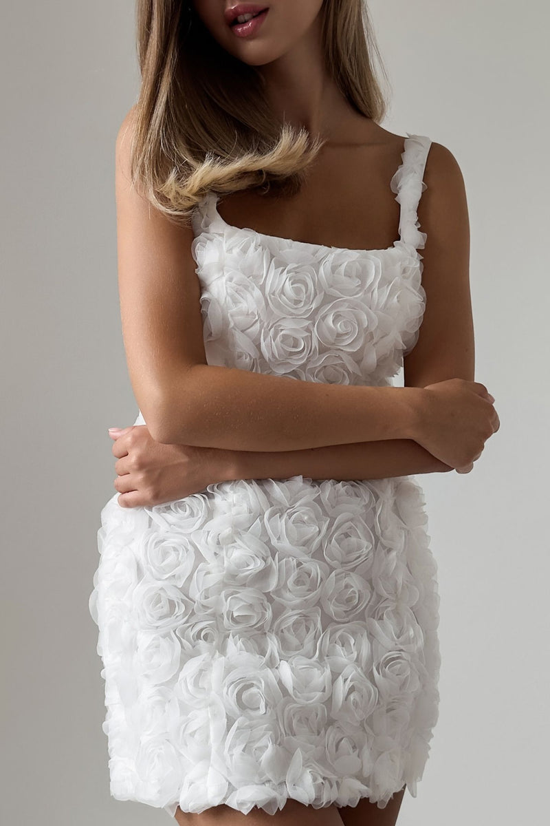 Doris Applique Lace-up Mini Dress