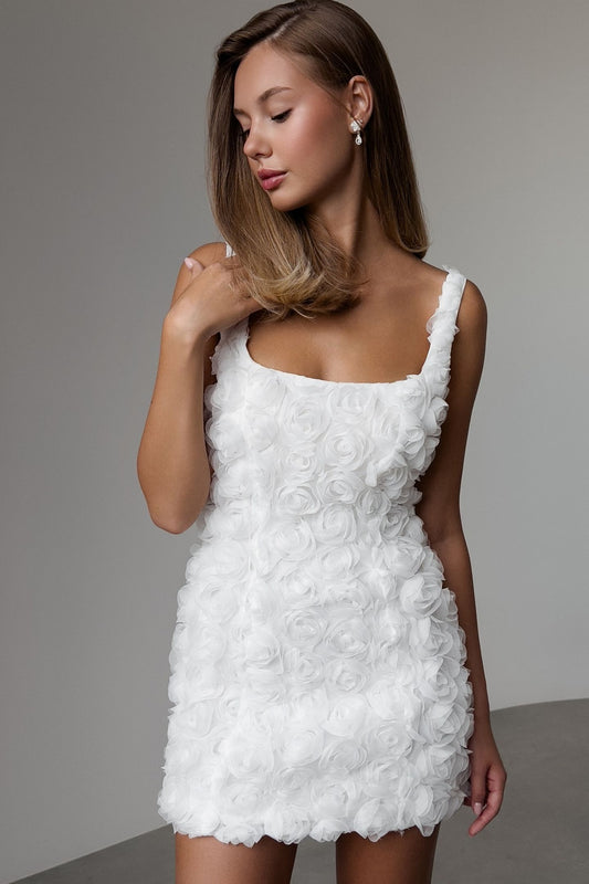 Doris Applique Lace-up Mini Dress