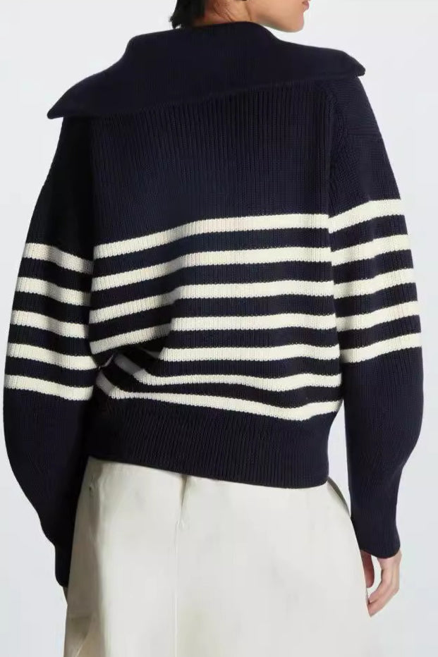 Wool Blend Open Collar Sweater