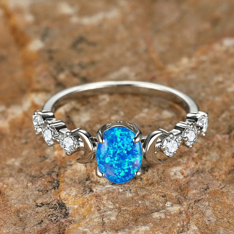 Elegant Blue Opal Ring