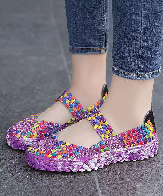 Splicing Flat Shoes for Rose Knit Fabric