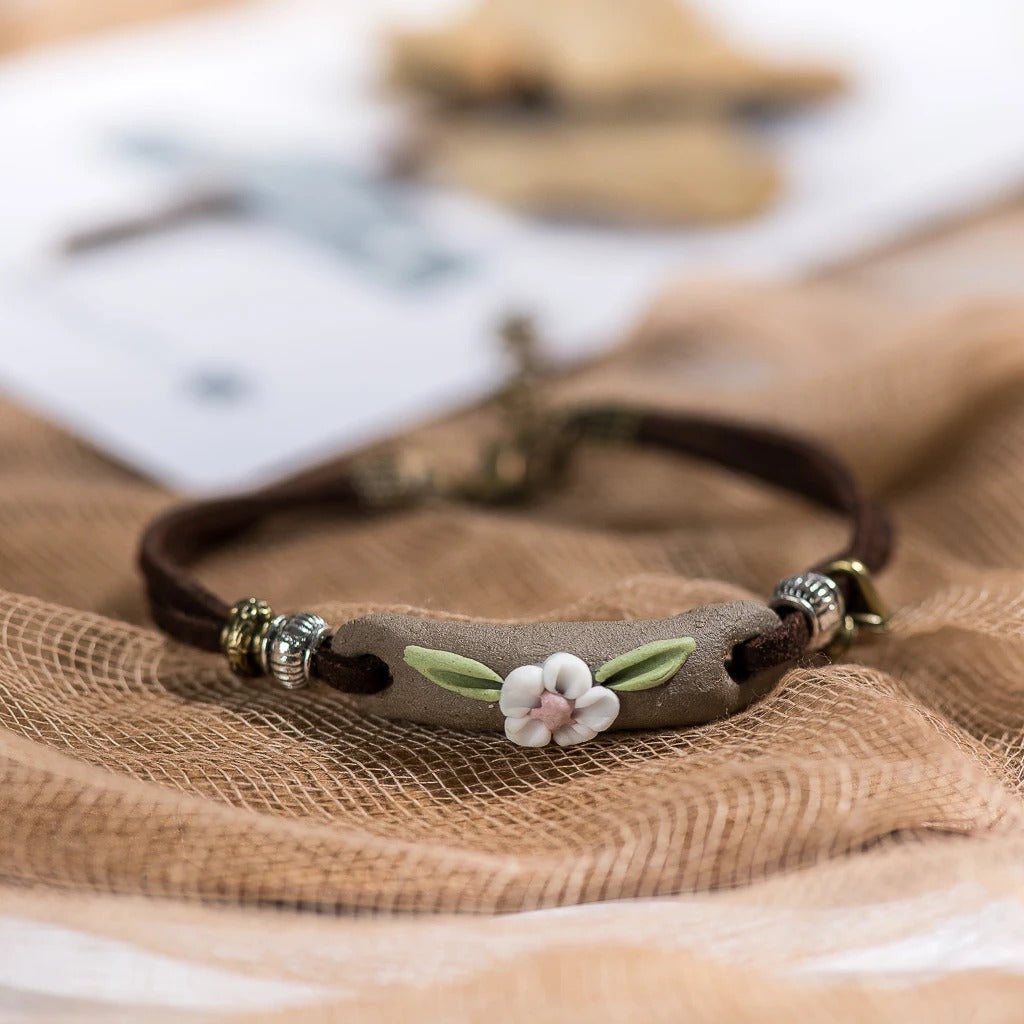 Handmade Ceramic Flower Bracelet