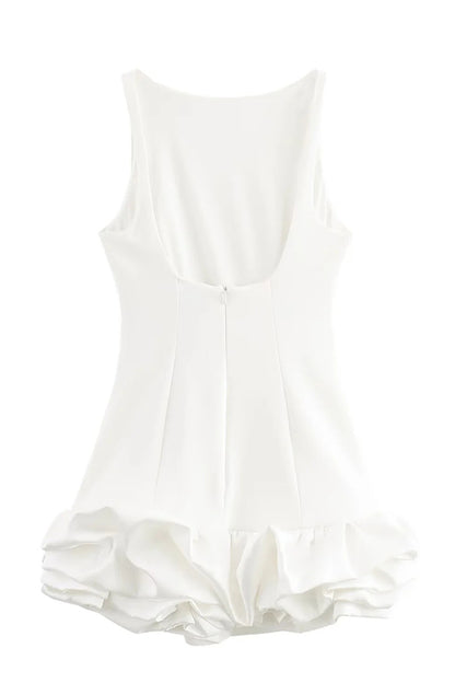 Born to Party Satin Patchwork Cloud Shape Wide Neck Mini Dress