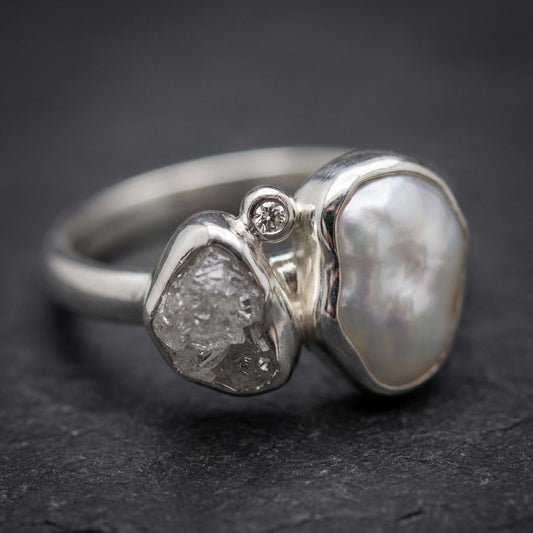 Vintage Baroque Pearl Silver Ring