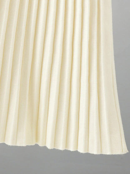 Stylish Long Sleeves High Waisted Pleated Color Half Turtleneck Sweater Dresses