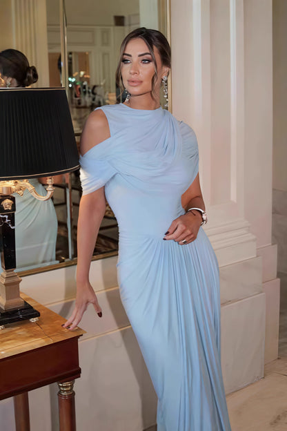 Shawl Ruched Maxi Dress