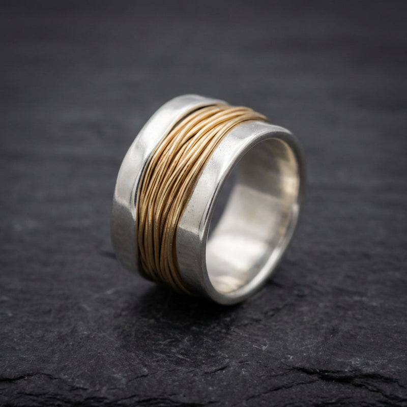 Silver Golden Threads Ring