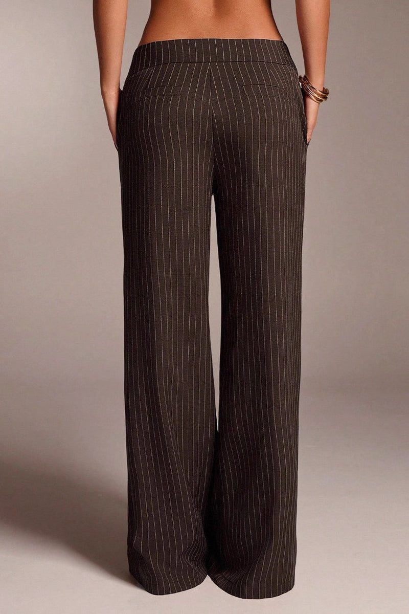 Stripe Straight Wide Leg Pants