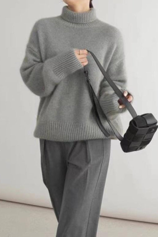 Minimalist Turtleneck Color Loose Fit Knit Sweater