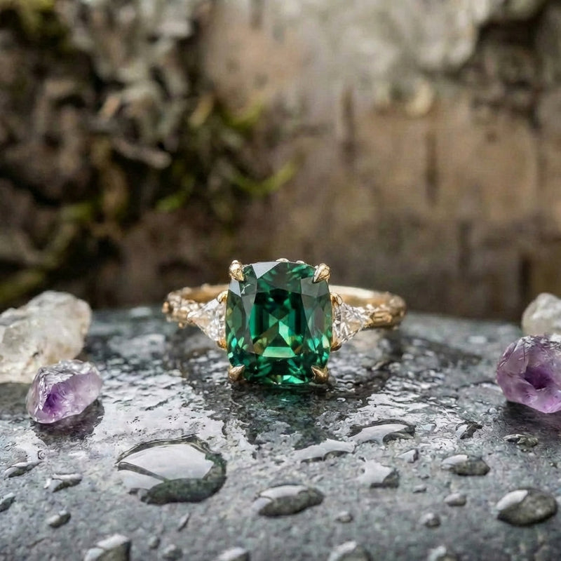 Elegant Square Emerald Ring