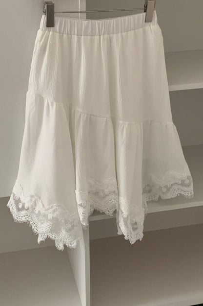 Fashionable Asymmetrical Lace Panel Midi Skirt