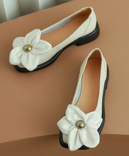 Splicing Flat Shoes White Faux Leather