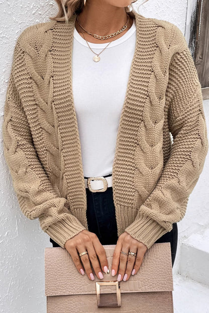 Ribbed Color Long Sleeve Knit Cardigan