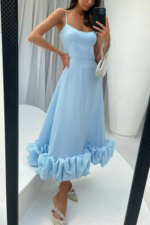 ' Camisole Waist Cinching Charm Multi-color Banquet Party Midi Skirt