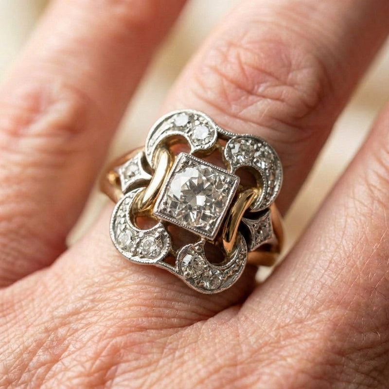 Vintage Zirconia Gold Ring