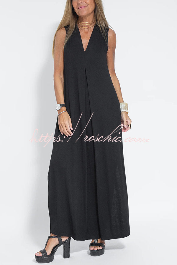 Is Eternal Knit Color Sleeveless Slit Maxi Dress
