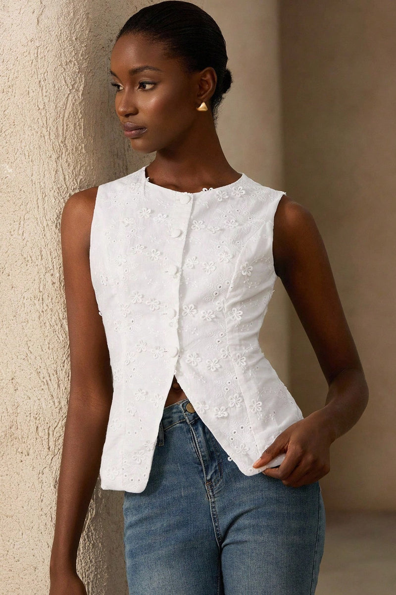 V Neck Single Breated Waistcoat Tank Top