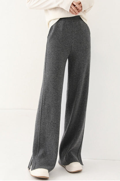 Wool Soft Straight Split Knit Pants