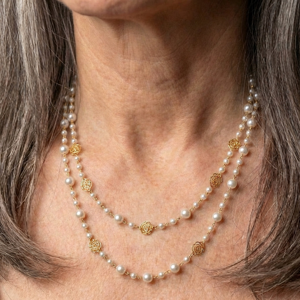 Elegant Gold & Pearl Necklace