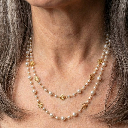 Elegant Gold & Pearl Necklace