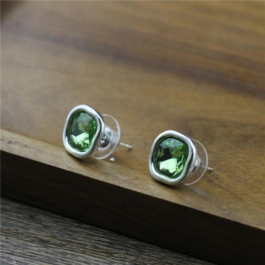 Small Crystal Earrings in Silver