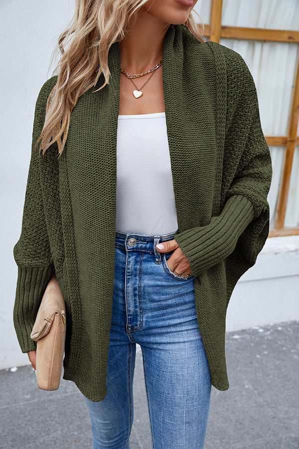 Color Dolman Sleeve Knitted Cardigan