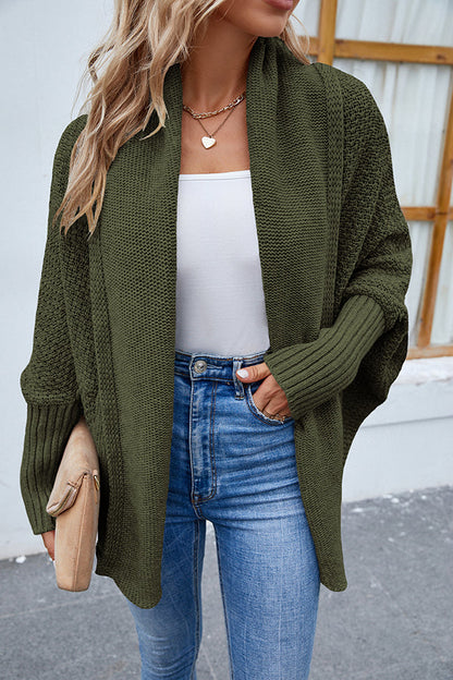 Color Dolman Sleeve Knitted Cardigan