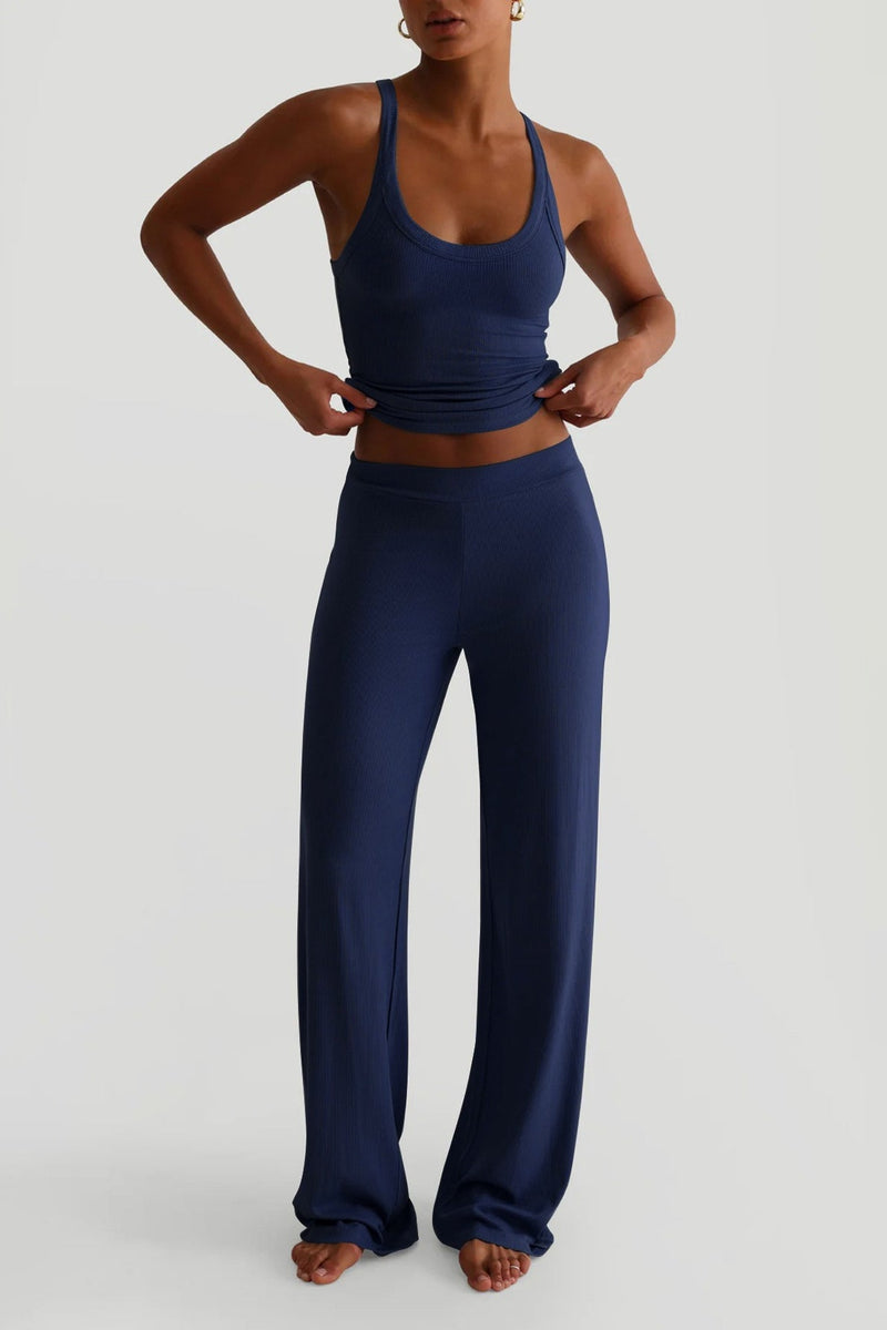 Sporty Tank Top Palazzo Pants Set
