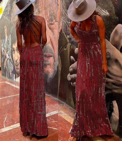 Criss Cross Open Back Tie Dye Maxi Dress(6 Colors Available)