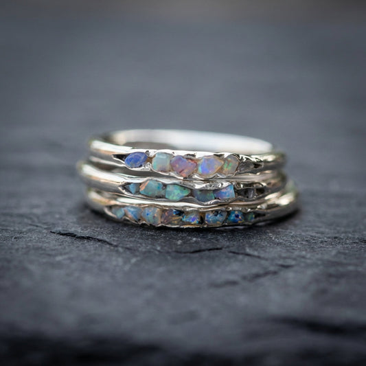 Vintage Layered Blue Stones Silver Ring