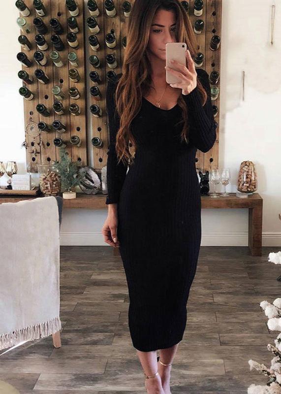 Robbie - Long-sleeve Ribbed Bodycon Dress