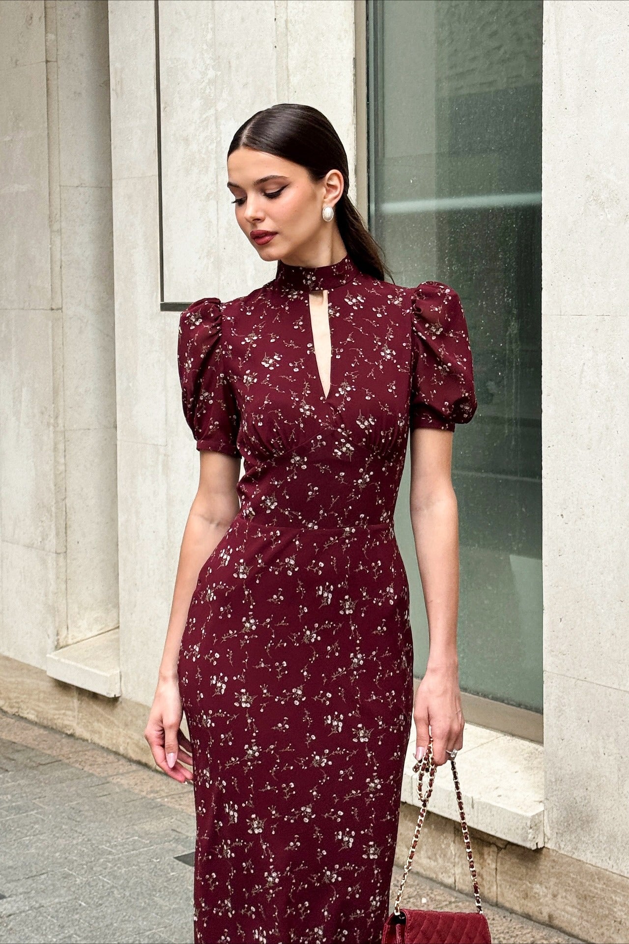 Deep V Bodycon Maxi Dress