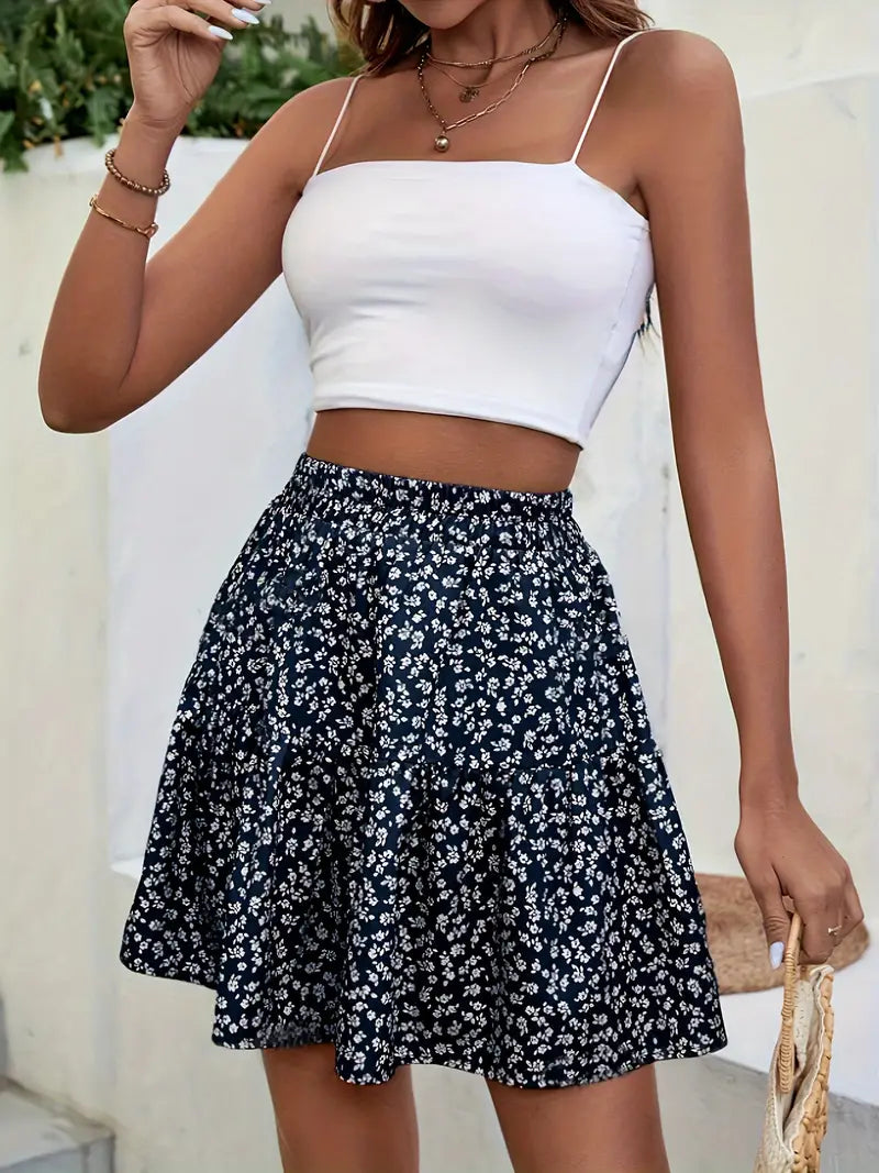 Print High Waist Mini Skirt