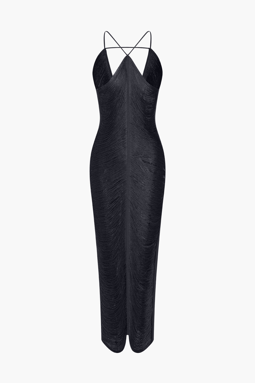 Classic Fringe Cut Out Slit Midi Dress