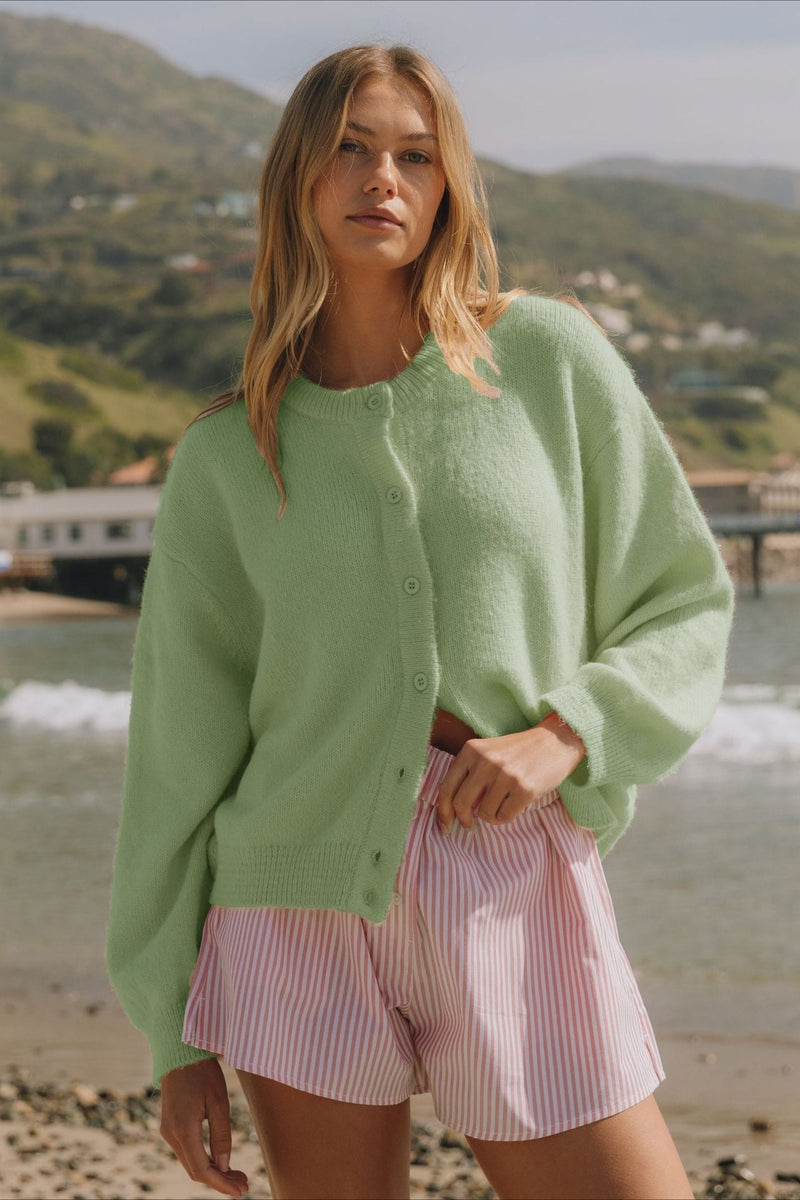Buttoned Long Sleeve Knit Cardigan