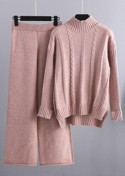 Cozy Mock Neck Sweater & Wide-leg Pants Set