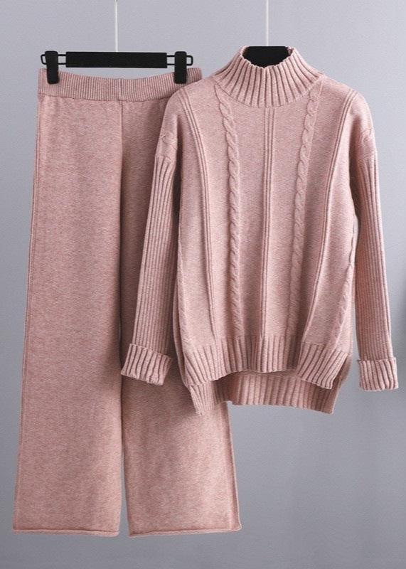 Cozy Mock Neck Sweater & Wide-leg Pants Set